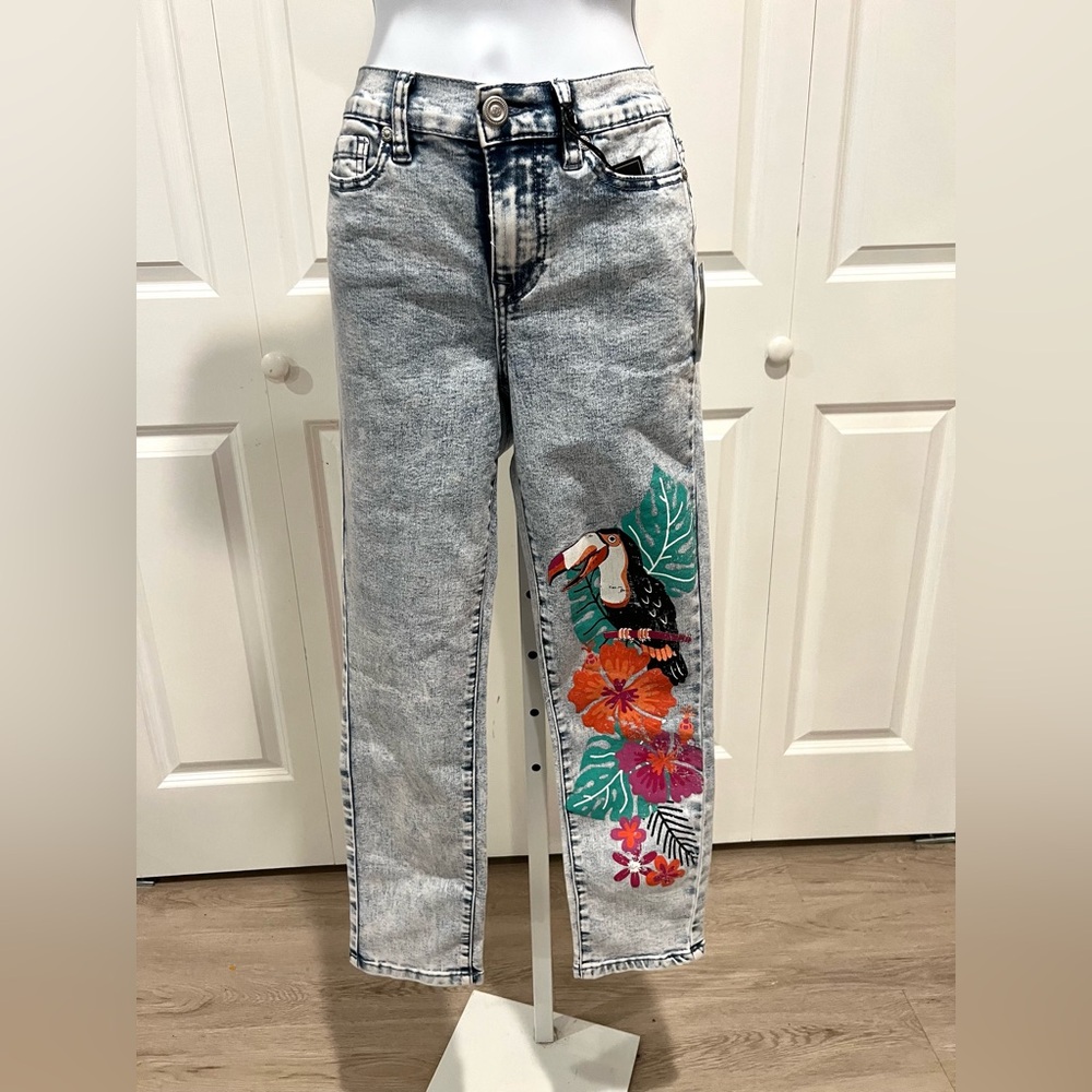 DG2 by Diane Gilman New Petite Classic Stretch Denim 3D Embellished Jeans